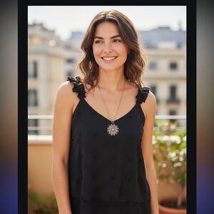 CeCe Black Embellished Sleeveless Camisole